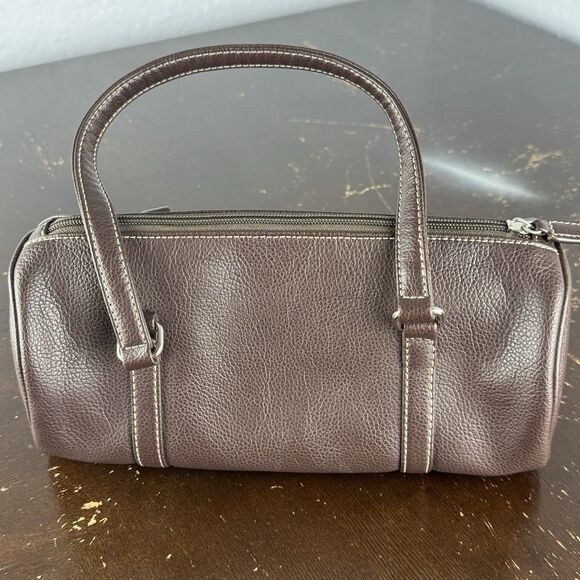 New York & Company Faux Leather Hand Bag Med Brown NY&C Logo Inner Zip Pocket - Picture 1 of 7